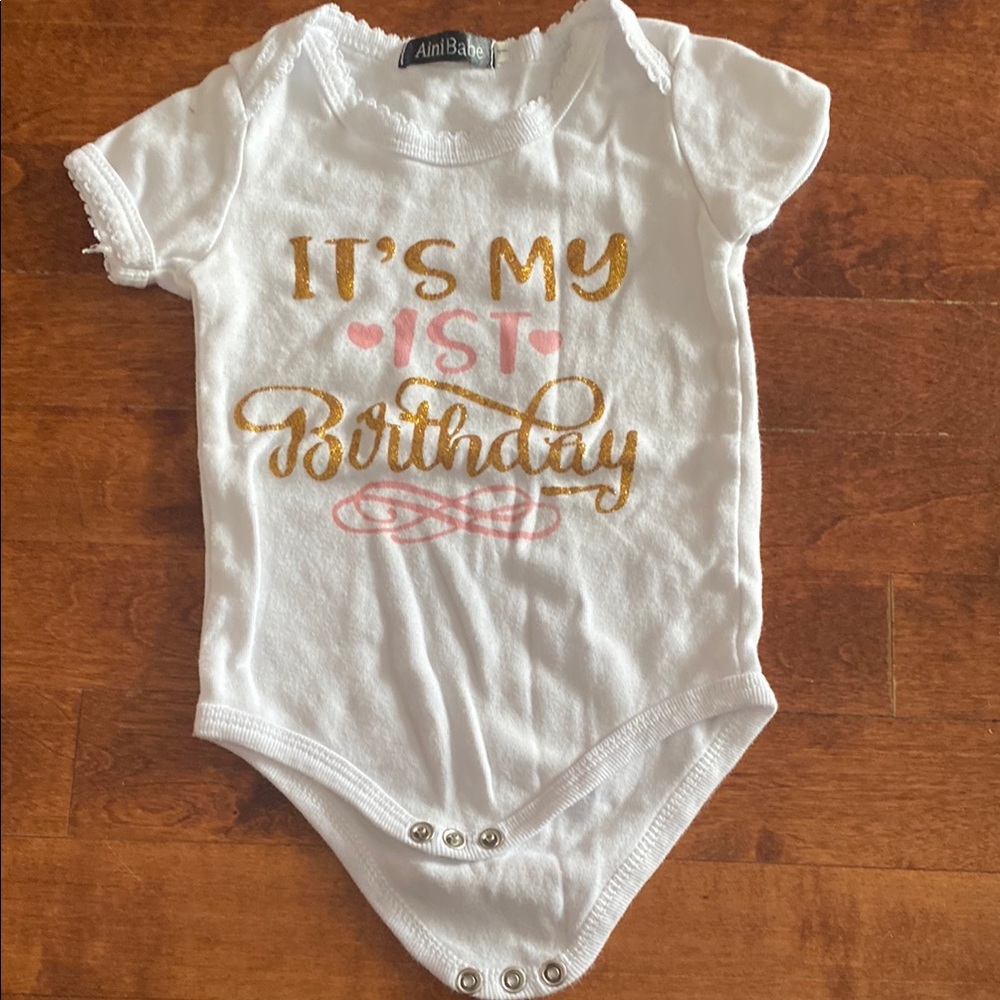 White and Gold Bodysuit with Festive Design